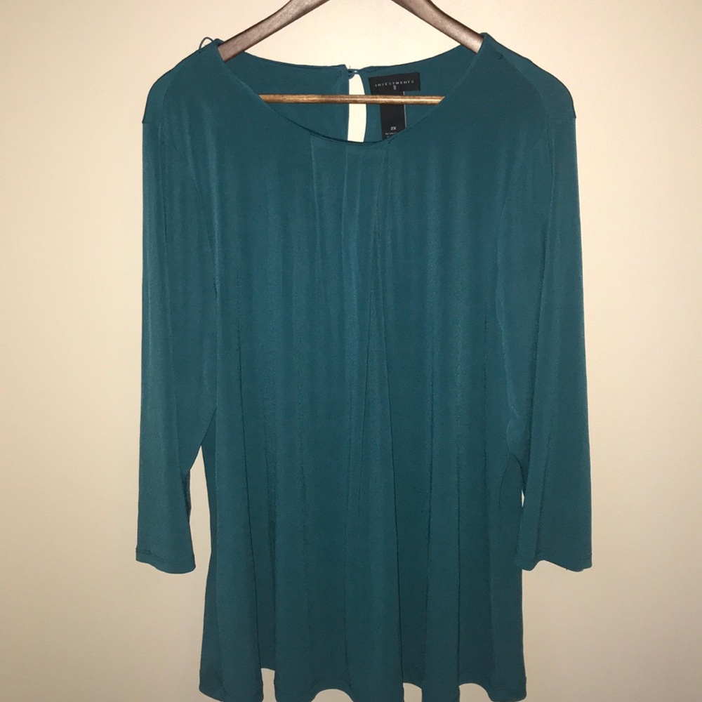Long Sleeve, Green Blouse by Investments
